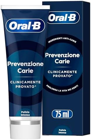 Oral-B Dentifricio Clinical Prevenzione Carie 75ml, Dentifricio, Clinicamente Provato, Pulizia Denti Efficace, Alito Fresco, Pulizia Intensa