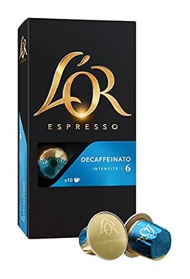 L'Or Espresso Café Decaffeinato - Intensité 6 - 50 Capsules en Aluminium Compatibles avec les Machines Nespresso® (Lot de 5X10 capsules)