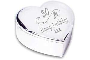 CHRIS BAG OF GOODIES 50th 50 Fifteeth Happy Birthday Hearts Heart Shaped Trinket Box Gifts Ideas Keepsake For Her Women Woman Ladies