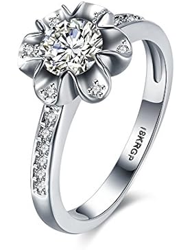 18K Weiß Vergoldet mit Zirkon Blume Form Ring für Frauen