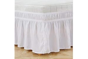 Sxspace mantovana giroletto in poliestere spazzolato, con tre lati tessuto, ruches elastiche antipolvere, facile da montare, lunghezza di 38,1 cm, e bianco, per letto singolo: 100 x 190 (99,1 190,5