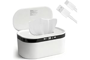 LOMUG Feuchttuch Wärmer, 3 Heizstufen Schnell Erwärmender Feuchttücher Wärmer, USB Wischtuchwärmer, LED Wärmegerät für Feuchttücher, Wipes Heizbox mit Ingebautes Nachtlicht