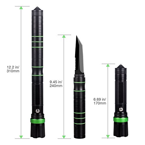 BESTSUN Multifunktional Tactical Taschenlampe Messer torch- Selbstverteidigung Survival Kit wiederaufladbar Focus verstellbar Cree Q5 LED Taschenlampe + Ladegerät + 18650 Akku für Exploration Jagd Camping - 3