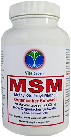 MSM, ORGANIC SULFUR 180 Powder Capsules A 600mg, # 25500