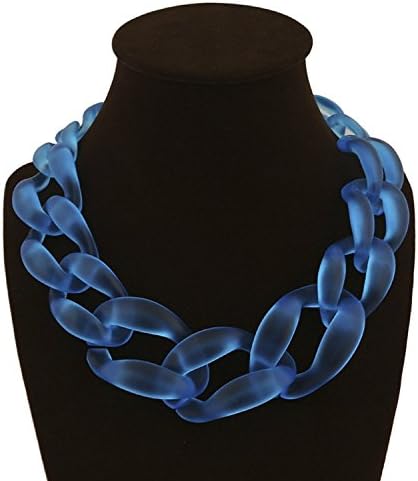 Fashion Womens Acrylic Collar Chunky Choker Statement Chain Necklace Dark Blue