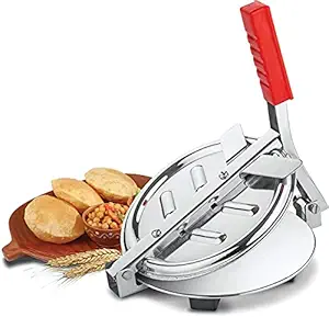 SEKOY Stainless Steel Puri Maker Press Machine with Handle, Manual Stainless Steel Roti Press, Papad/Khakhra/Chapati Maker | 6.5 Inch Size | Small