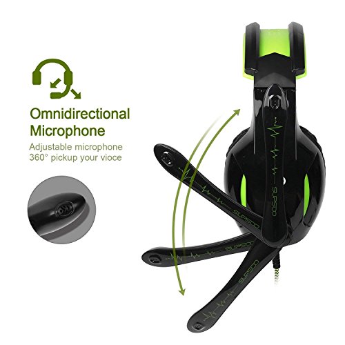 Supsoo Auriculares G813 Est  reo DE 3 5  mm  con Cable  para Juegos  con micr  fono  Cancelaci  n de Ruido y Control de Volumen  para Xbox One PC Mac PS4 tablet tel  fono  Negro y Verde 