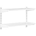 Shopfitting Warehouse White Adjustable Wooden Wall Shelving Kit - 2 x 430 mm Uprights, 2 x Shelves, 4 x Brackets W900 x D300 mm