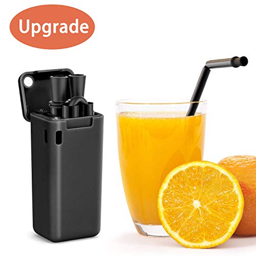 H HOMEWINS Paglia Pieghevole, Cannucce Riutilizzabile Cibo Portatile in Acciaio Inox con Scatola di Immagazzinaggio in Silicone / Spazzola di Pulizia per Casa Viaggio Campeggio