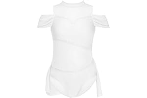 ranrann Enfant Fille Justaucorps Gymnastique sans Manches Strass Combinaison Gym Bodysuit Danse Patinage Jumpsuit Costume Spectacle 3-16 Ans