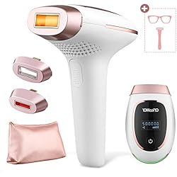 Épilateur à Lumière Pulsée, YOHOOLYO Épilateur IPL Épilation Semi-définitive avec 2 Embouts Uniques pour Visage, Aisselles et Zones Sensibles avec 500 000 Flashs
