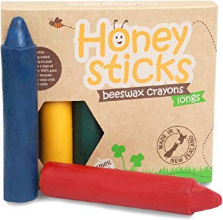 Honeysticks Ceras de Colores 100% Pura Cera de Abeja (6 Unidades, Largas) Naturales, No Tóxicas, Seguras para Niños, Hechas a Mano en Nueva Zelanda, para Mayores de 3 Años.