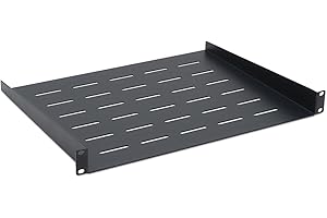 WAYTEX 37466 Etagère Coffret Baie Armoire 19 Pouces 1U Profondeur 350 mm Fixation Avant Montage Fixe - Noir