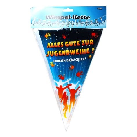 1 Wimpelkette Alles Gute zur Jugendweihe, 10 Meter