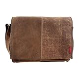 Material: Rindleder Laptoptasche/Messenger-Bag aus geöltem Buffalo-Leder - Extremely rugged Outback Wear, Farbe:Natural Buckskin, 42x29x9 cm, Natural Buckskin