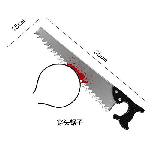 Aeemi Haunted House Halloween Tidy Head Knife con decoración de Sangre, con una Sierra de Cabeza, Talla única