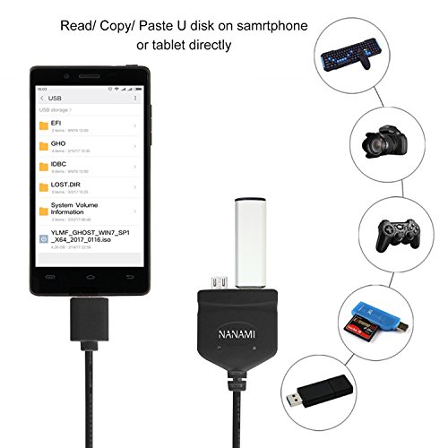 Neueste Multifunktionale USB 2.0 OTG Host Adapter Kabel Micro Ladekabel Datenkabel für Android Smartphones, PC und Tablets 1m (Schwarz) - 5
