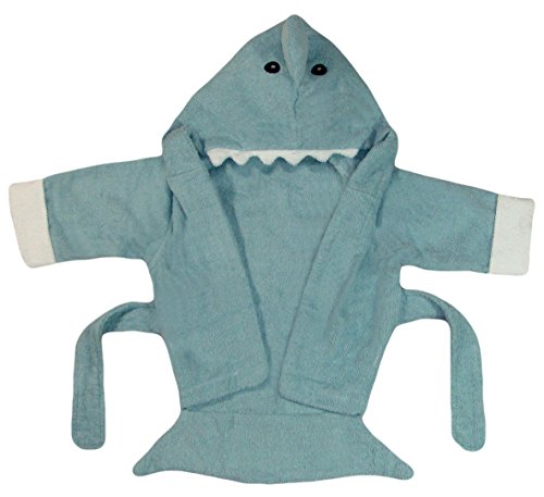 Preisvergleich Produktbild BOMIO / Baby Bademantel Hai / Baby Kapuzen-Bademantel aus 100% hautfreundlichem Frottee / waschmaschinenfest und trocknergeeignet / bis 100cm Körpergröße / Blau