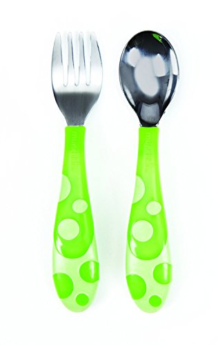 Munchkin Toddler Fork & Spoon Set 12 Months BPA Free (Green)