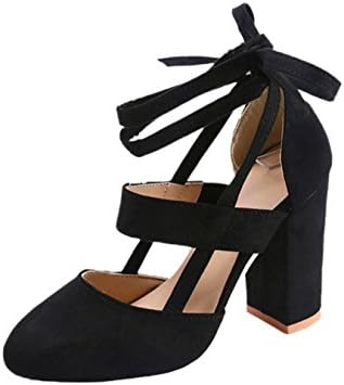 Newday Heaven Lace up Ankle Tie Wrap Strappy Sandals Block Heel High Heel Shoes UK 5-8.5