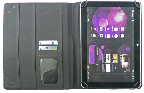 Emartbuy® Packet Mit 5 Kugelschreiber 2 in 1 Eingabestift + Universalbereich Schwarz Carbon PU Leder Multi Winkel Folio Executive Wallet Hülle Schutzhülle Case Cover mit Kartensteckplätze geeignet für Acer Iconia A3-A10 Tablet - 5