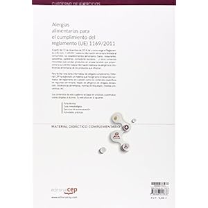 Alergias alimentarias para el cumplimiento del reglamento (UE) 1169/2011. Cuaderno de ejercicios.