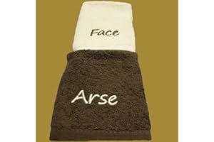 EMBROIDERED FOR YOU Arse and Face Embroidered Face Cloths (Grey & White)