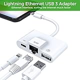 Lightning zu RJ45 Ethernet LAN Kabel Netzwerkadapter,Blitz zu USB Kamera Reader Adapter, Lade- und Daten Sync OTG Adapter für iPhone / iPad, benötigt iOS 12.0 oder höher