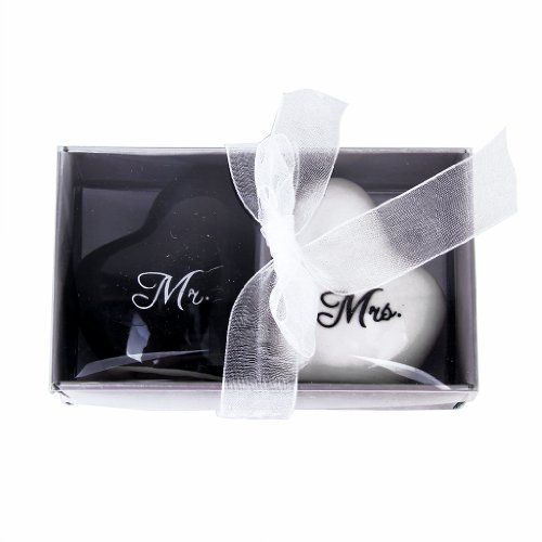 2Pcs Herr und Frau Keramik Hearz Salz Pfefferstreuer Dekor für Hochzeit Geschenk - 3