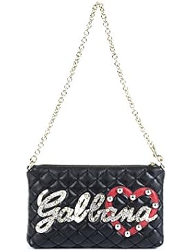 Dolce E Gabbana Damen BI0933AI48980999 Schwarz Leder Schultertasche