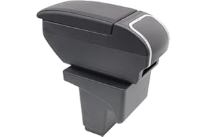 KAERGK Reposabrazos de coche para Ford Focus 3 MK3 2011-2019, consola central de doble capa, caja de almacenamiento grande con accesorios para portavasos, color negro