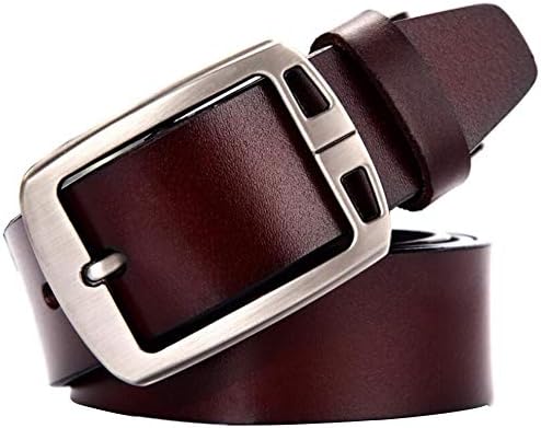 Men's Pin Buckle Second Layer Cowhide Leather Belt Versatile Business Wide Belt Black/Coffee Color 110~125 Cm