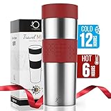 Origeens  Mug Isotherme Etanche 450mL | Thermos Café-Thé | Tasse Double Paroi Isolée sous Vide, Acier Inoxydable | Ouverture/Fermeture Facile