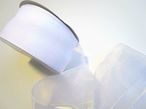 50 m Organza Chiffon 50 mm breit 5 cm mit Webkante: Weiss