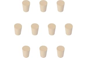 stonylab Tapones de Goma Sólida, 10-Paquete 2# - 15mm x 20mm x 26mm - Blanco Tapones de Sello de Lab, Adapta a Todos los Matraces Erlenmeyer de stonylab