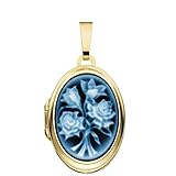 Medaillon oval - 333 Gelbgold (8 Karat) + Innenausstattung (Schutzfolie + weiße Bildunterlage)