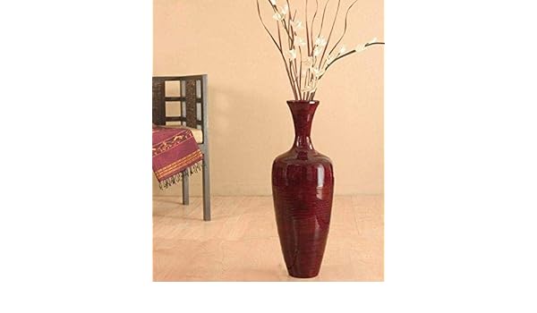 Greenfloralcrafts 27 Inch Slender Red Bamboo Floor Vase Diy