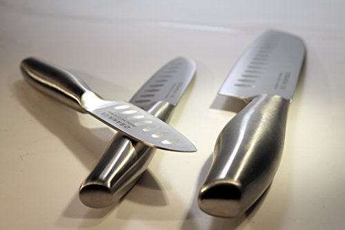 Messer Küchenmesser Set 3-teilig – Santoku Klinge – Eis gehärtet – Edelstahl – scharf und schön (3-teilig, Santoku) - 3