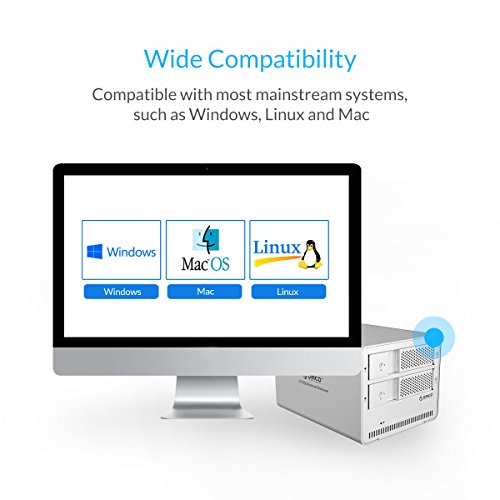 ORICO Aluminium 3,5″ Dual Festplattengehäuse Dockingstation, USB 3.0, für 3,5-Zoll SATA HDD, Hochgeschwindigkeit, Werkzeugfreie Montage, bis zu 2 x 8 TB = 16 TB - 6