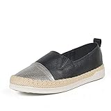 Laufsohlenmaterial: Gummi YOPAIYA Espadrilles,Mode Sommer Schwarze Espadrilles Casual Frauen Gestrickte Glitter Fischer Schuhe Rutschen Auf Schuh, 35