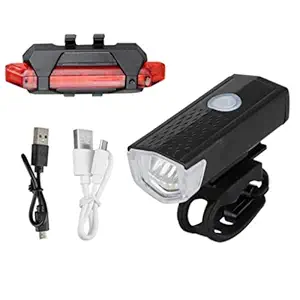 FASTPED  Combo of Bicycle LED USB Rechargeable Head Light and Tail Light