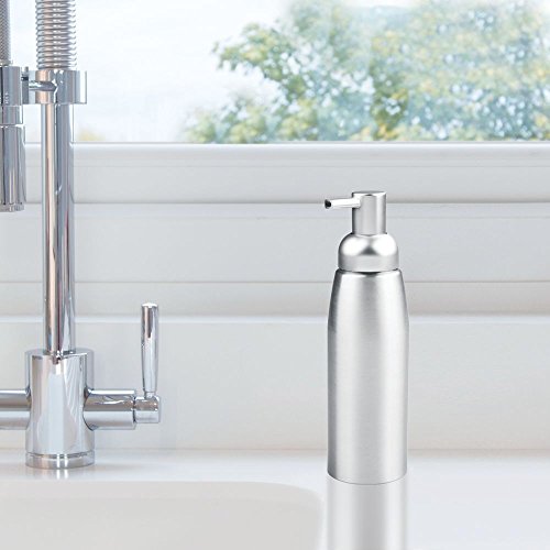 mDesign Schaumseifenspender wiederbefüllbar – Aluminium Seifenspender bzw. Seifenschaumspender mit 414 ml Fassungsvermögen – gebürstet/mattsilber - 4
