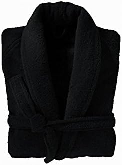 Shumaxx® Men's Ladies Bathrobe dressing Gown combed Egyptian Cotton Terry Towelling Shawl Collar Bath robe (Large, Black)