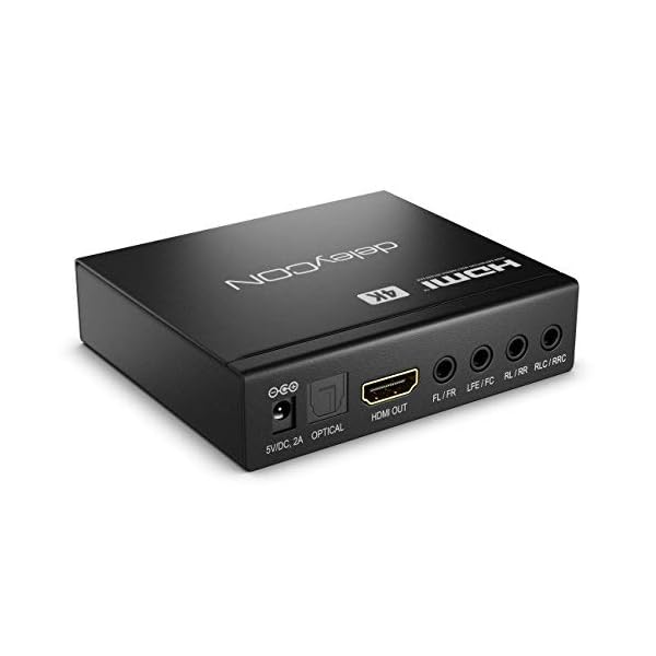 deleyCON 4K HDMI Audio Extractor Konverter 7.1 CH Digitaler Audio Adapter Konverter Dolby Digital HDMI SPDIF Toslink Optisch L/R Stereo Digital Analog Wandler – Bild 3