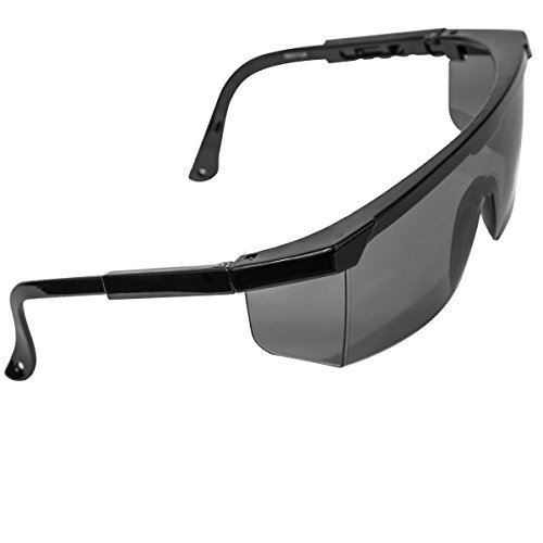 Oramics Arbeits-Schutzbrille Laborbrille UV-Schutz Über-Brille bruchfest mit verstellbarem Bügel, Verschiedene Farben Tönungen (Schwarze Tönung) - 2