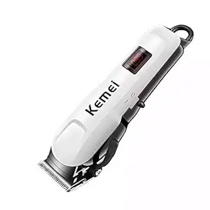 Kemei KM-809A Professional Design Perfect Shaver Hair Clipper and Trimmer with Cord and Cordless Use (White)