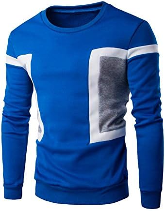 Sweatshirt Mens Blouse, DoraMe Hoodie Sweatshirt Long Sleeve Patchwork Tops Jacket Coat Outwear (L, Blue)