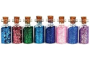 MEGACREA DIY Paillettes diamantines - 8 fioles en verre - 7g