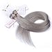 Produktbild pumaple Best 10 A Micro Loop Ring grau links glatt Echthaar Extensions 1 G/Strähne brasilianisches Echthaar 8 inch-28inch, 25,4 cm