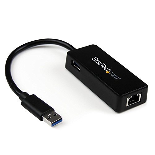 StarTech.com USB 3.0 SuperSpeed auf Gigabit Ethernet Lan Adapter mit USB Port - 10/100/1000 RJ45 NIC Netzwerkadapter - St/Bu - Schwarz